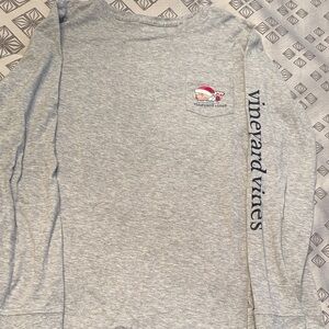 Vineyard Vines Christmas Heather Gray Long Sleeve Tee